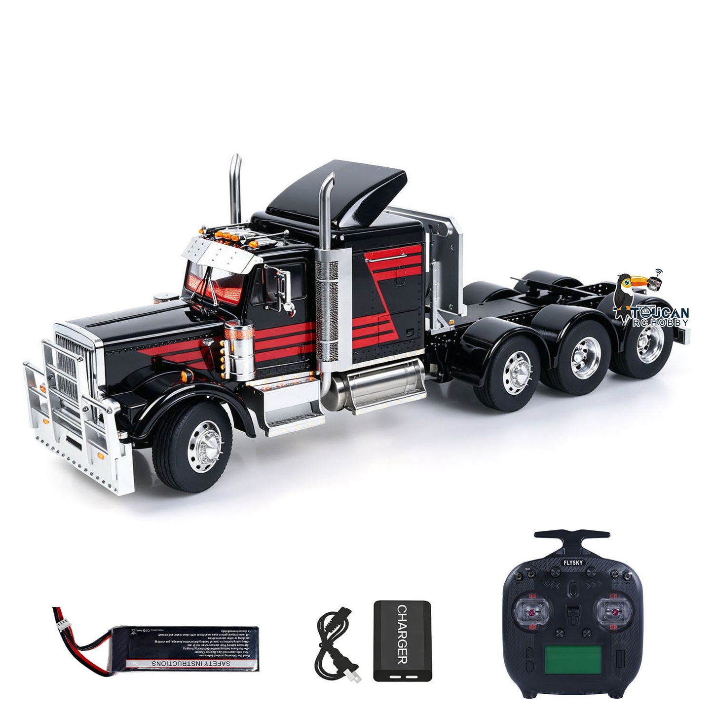 TOUCAN RC HOBBY 56344 Grand Hauler 1/14 8X6 Metal Chassis RC Tractor Truck 3-Speed Liftable Axle Differential Lock Light Sound Smoke