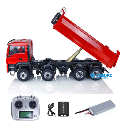LESU 1/14 8x8 Metal Hydraulic RC Dump Truck 20130011 RTR Tipper Model FlySky I6S Radio Controller 2 Speed Transmission Brushless Motor Sound System