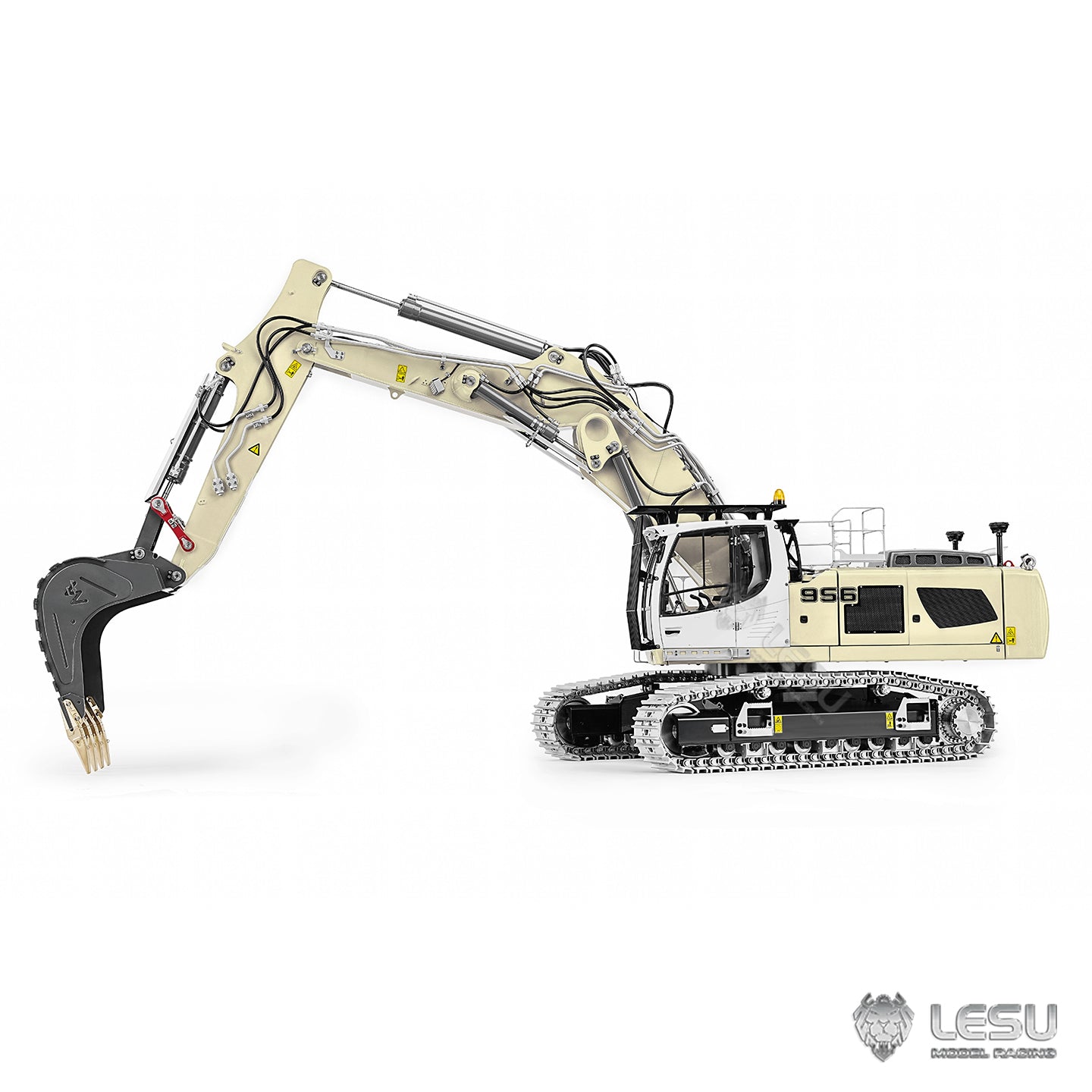 Metal LESU 1/14 RC Hydraulic Excavator LR956 Remote Control 3 Arms Digger Model 7CH Valve Dual Pumps Light Flysky PL18EV LITE
