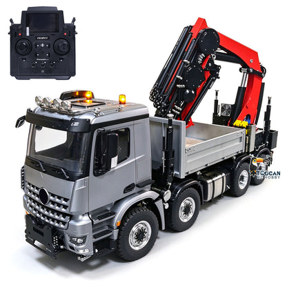 TOUCAN RC HOBBY LXY 1:14 Metal RC Hydraulic Crane Tractor Truck 8X8 Remote Control Lorry Extension Jib Electric Winch Removable Cargo Bed 3 Speed Differential Locks Axles