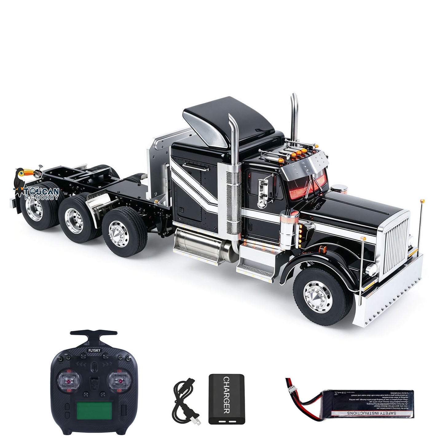 TOUCAN RC HOBBY 56344 Grand Hauler 1/14 8X6 Metal Chassis RC Tractor Truck 3-Speed Liftable Axle Differential Lock Light Sound Smoke