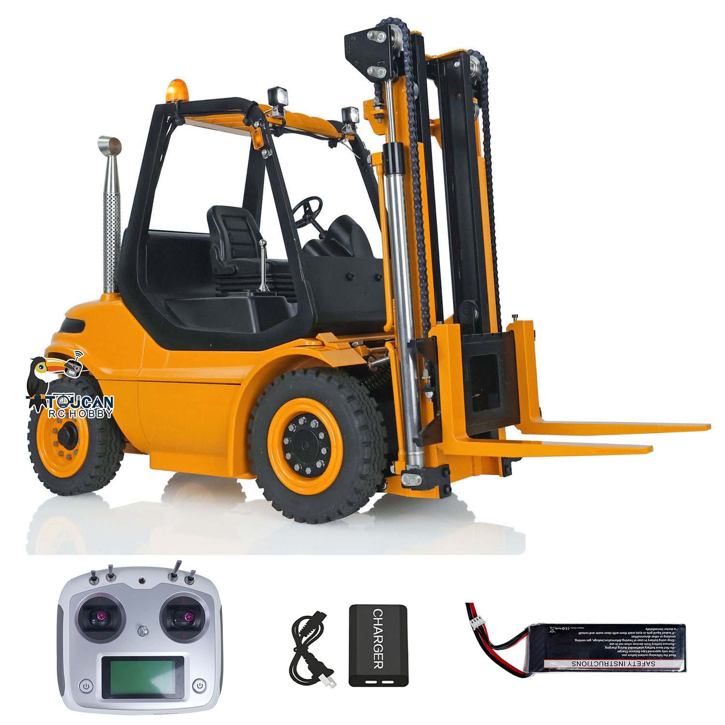 1/14 Metal LESU Assembled and Painted RC RTR Model forklift Truck Light Sound Motor Servo ESC Flysky FS Transmitter Receiver