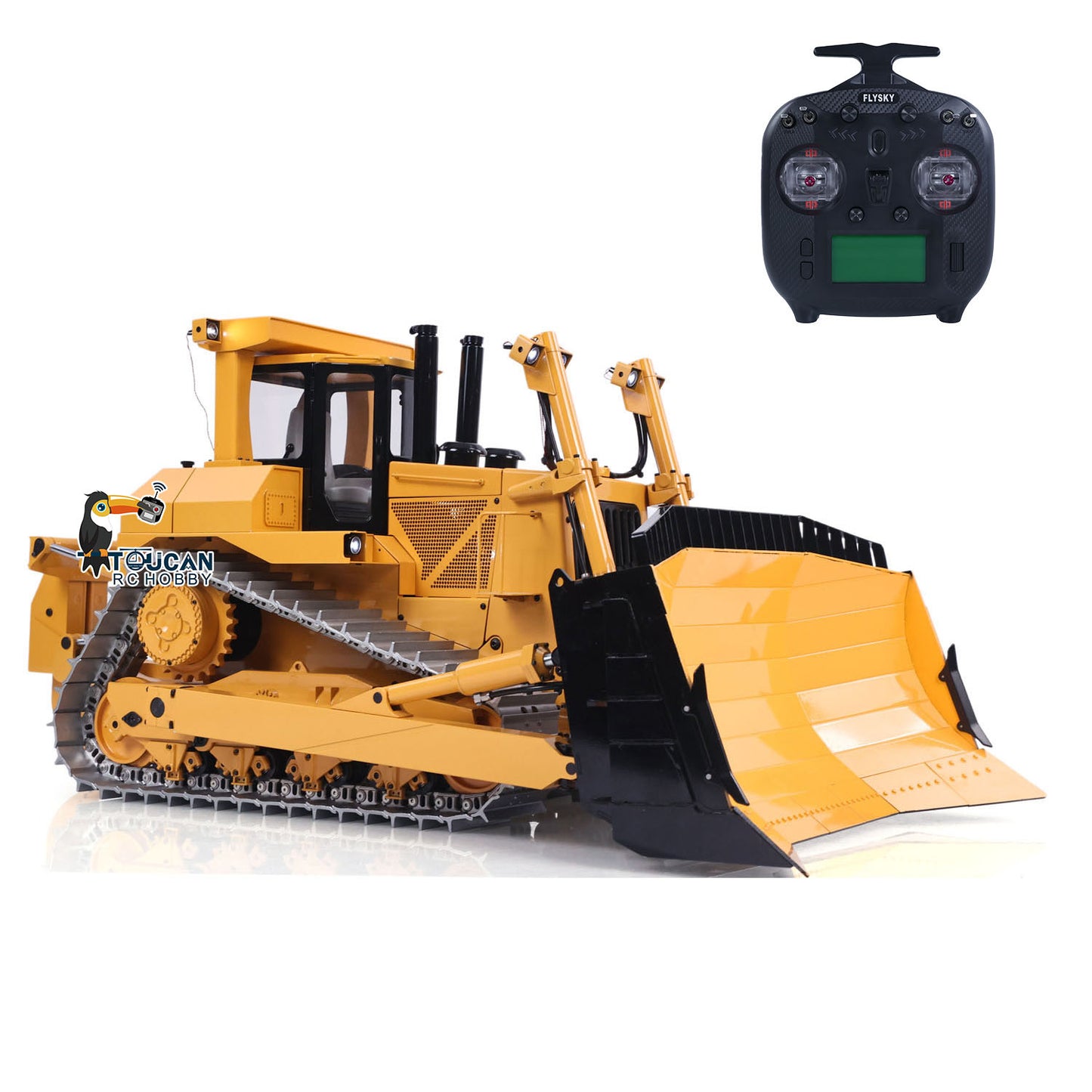 In Stock JDM-98 Ultra 1/14 Metal Hydraulic 4CH Valves Remote Control Bulldozer DXR2 Flysky ST8 Radio Sound System Light Pump ESC Motor