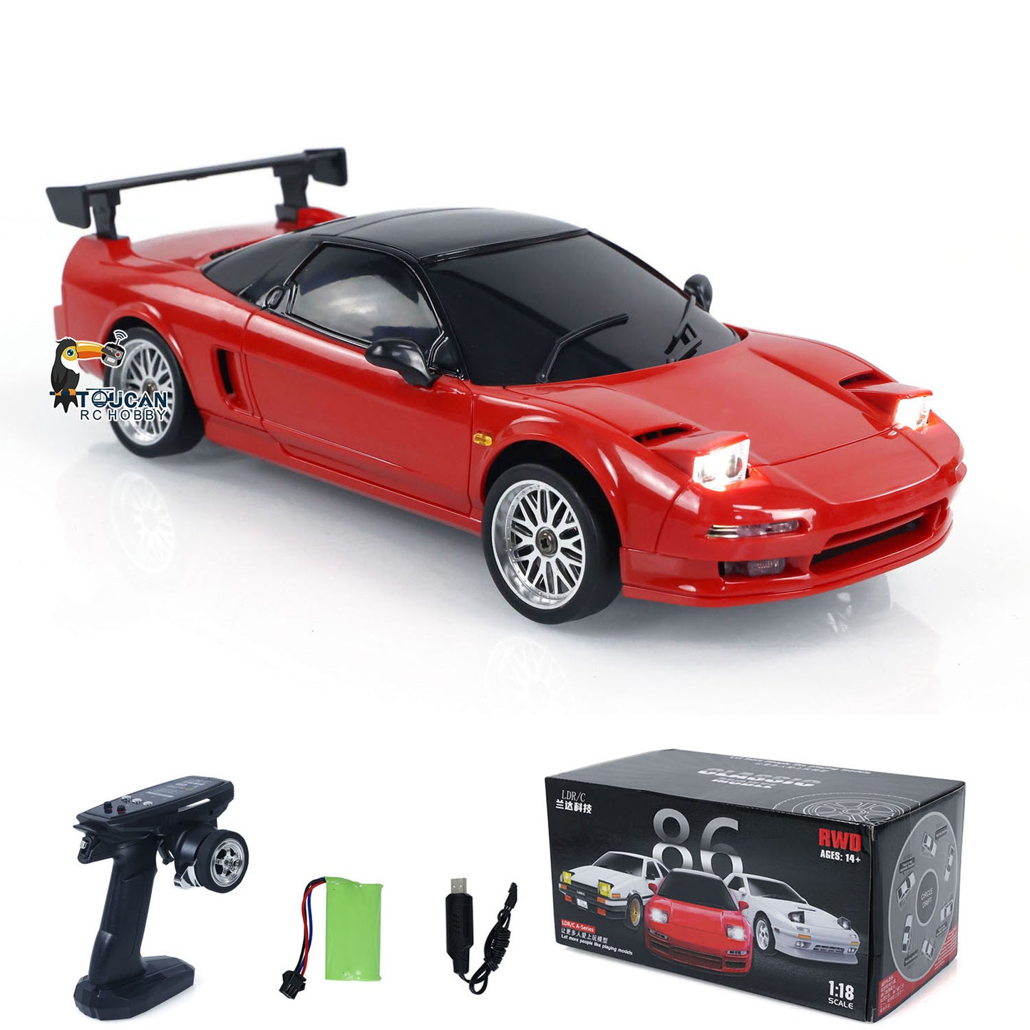 US Stock LDRC LD1803 2WD RC Drift Car 1:18 Wireless Control Racing Vehicles Gyroscope Radio Battery Motor ESC Light Remote Control Toys Model