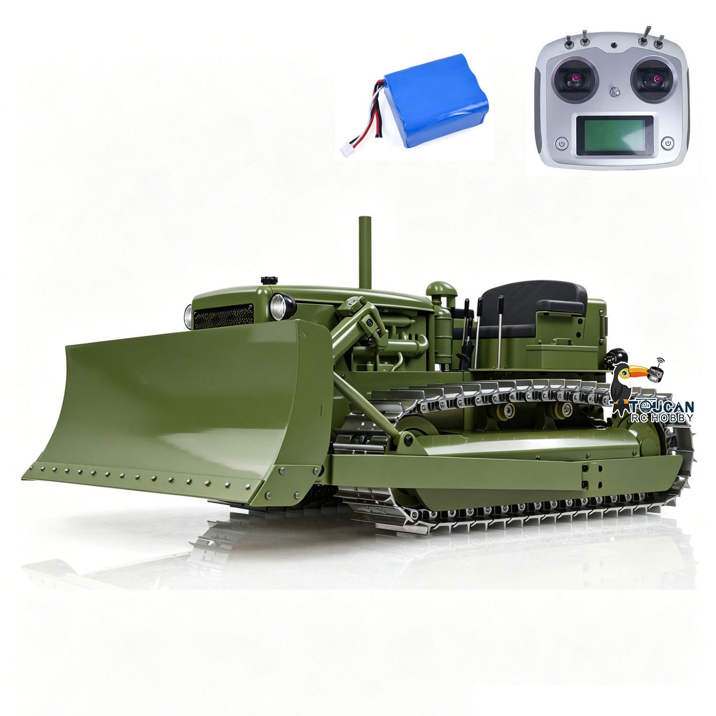 In Stock Metal 1/14 RC Bulldozer D7 Remote Control Dozer Model Hydraulic Construction Vehicles Truck Flysky Radio CNC Light Sound Battery
