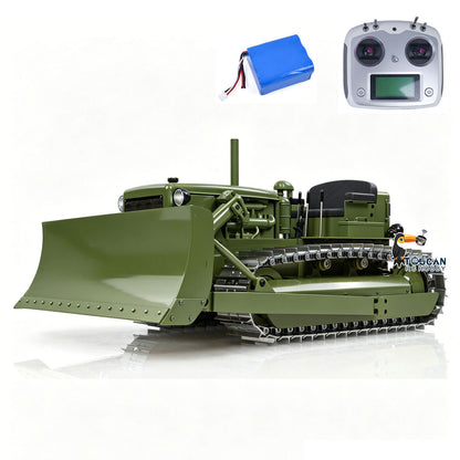 In Stock Metal 1/14 RC Bulldozer D7 Remote Control Dozer Model Hydraulic Construction Vehicles Truck Flysky Radio CNC Light Sound Battery