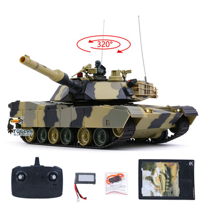 TOUCAN RC HOBBY Heng Long 1/24 RC Tank Abrams M1A2 3816-2 2.4G Remote Control Battle Vehicle Panzer Simulation Model Painted Assembled