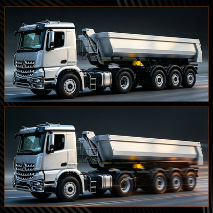 TOUCAN RC HOBBY Kabolite Metal 1/14 4X4 RC Tractor Truck 3Axles Electric Lifting Dump Trailer 5801 RTR Remote Control Emulated Car Hobby Model 2-speed Transmission Battery Light Sound