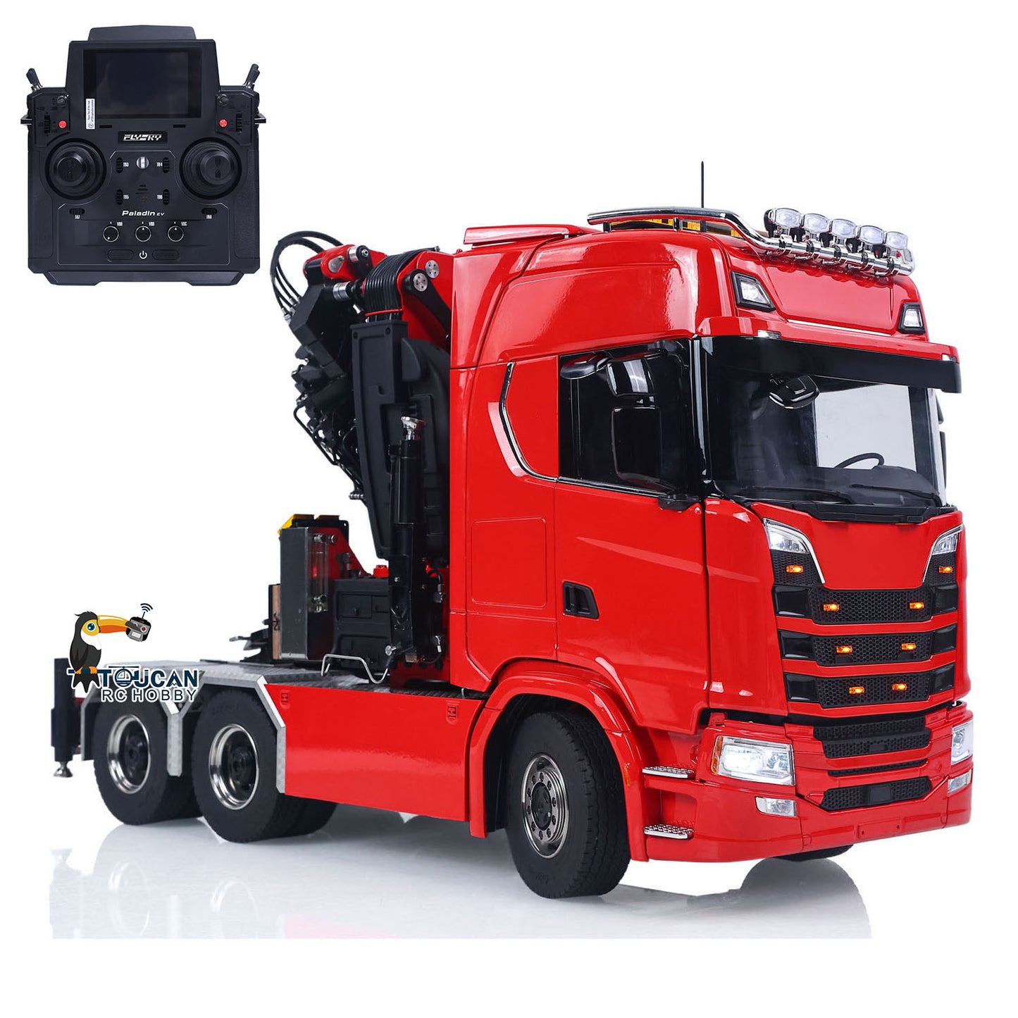 1/14 RC Truck Remote Control Tractor Truck 7-way Valves Hydraulic Crane 6x6 RC Lorry Car 3Speed Gearbox Axle Locks Light Sound System