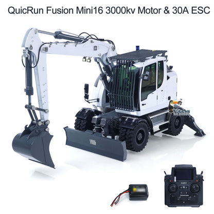 Big Discount 1:14 Metal RC Hydraulic Wheeled Excavator LR914 4*4 3-arms Digger Engineering Vehicle RTR Axle Lock Upgrade Brushless Motor 8-ways Valve PL18EV Lite Radio Controller Light Sound