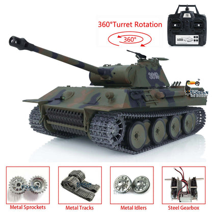 TOUCAN RC HOBBY Henglong 1/16 TK7.0 Promotion 3819 German Panther V RTR RC Tank IR BB 360 Degrees Turret Smoke Metal Tracks Sprockets Idlers Wheels Gearbox