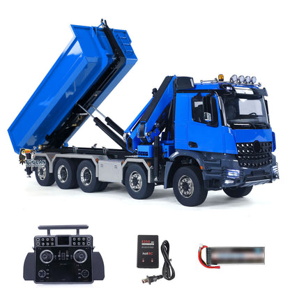 1/14 10x10 RC Hydraulic Full Dump Crane Radio Controlled Dumper Car Truck with U-shaped Bucket PNP/RTR DIY Hobby Model
