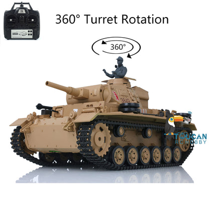 2.4G Henglong 1/16 7.0 Plastic German Panzer III H RTR RC Tank 3849 360?? Turret