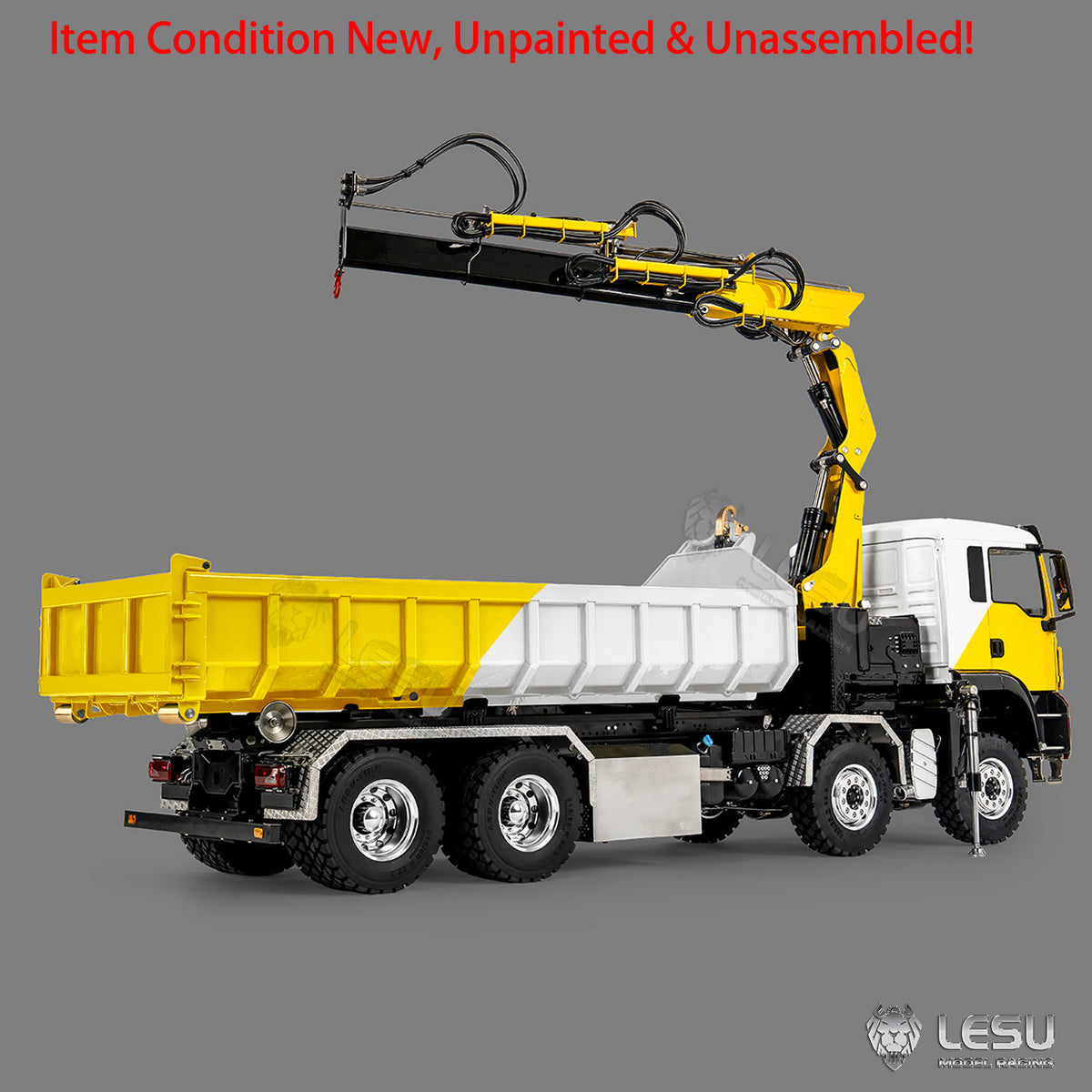 TOUCAN RC HOBBY LESU Z0125 1/14 8x8 RC Hydraulic Crane Roll Off Dumper Truck with TGS Cabin Folding Hook Lift 3 Speed Gearbox Differential Lock Metal Chassis