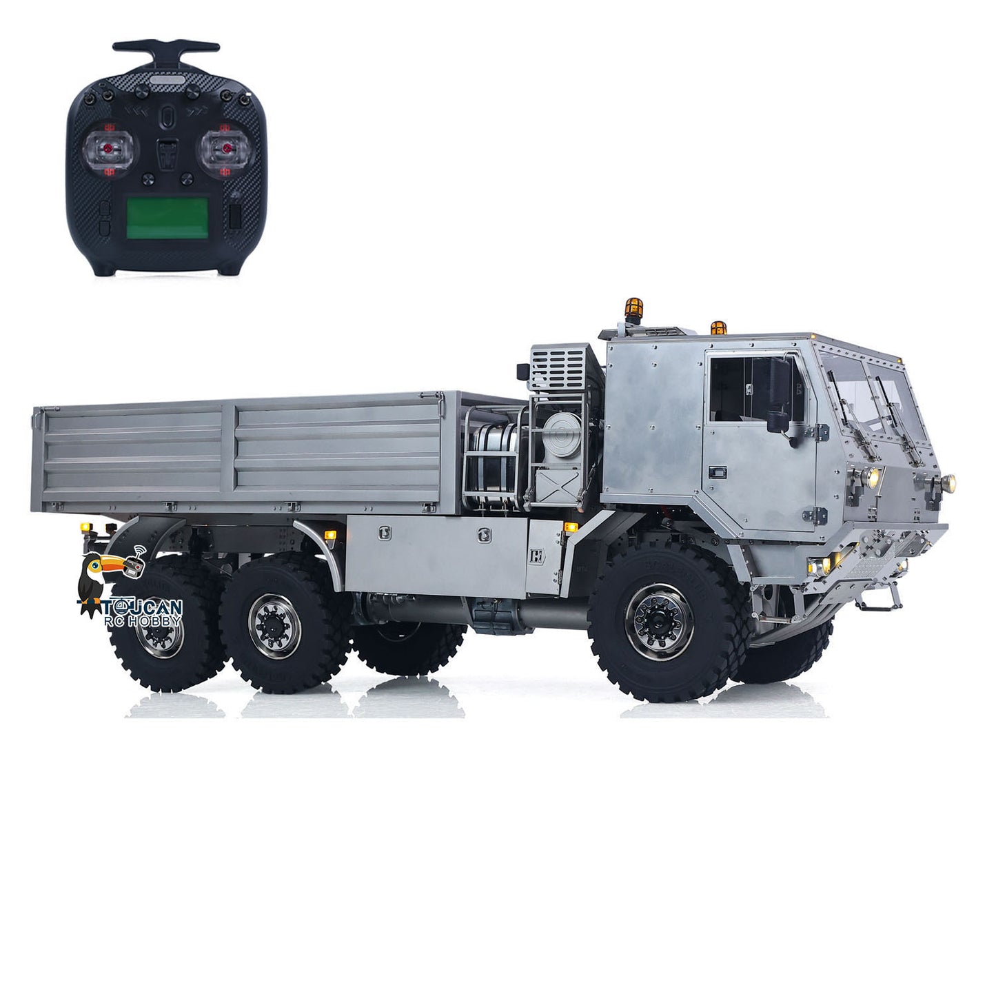 1/14 RC Off Road Military Truck Metal Body 6X6 Remote Control Transport Vehicle T815 3Speed Flysky ST8 Radio Differential Locks