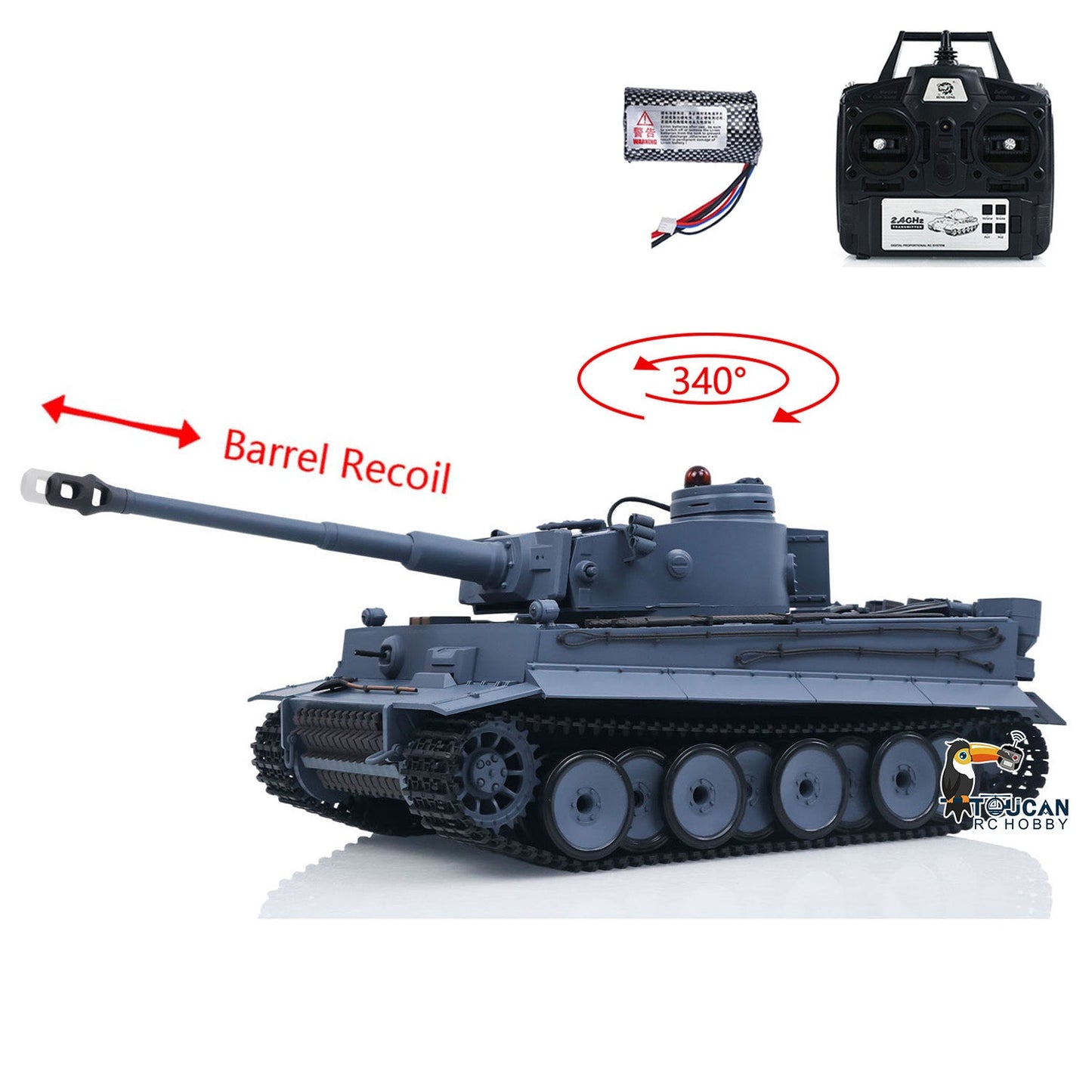 TOUCAN RC HOBBY Henglong 1/16 TK7.0 Plastic German Tiger I RTR RC Tank 3818 Infrared Combat BB Sounds Lights Smoke Model Metal Barrel Recoil