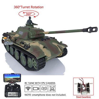 TOUCAN RC HOBBY Henglong 1/16 TK7.0 Plastic Panther G Soviet KV-1 RTR RC Tank 3879/3878 Model BB IR Smoke FPV 360 Degrees Turret Metal Barrel Steel Gearbox