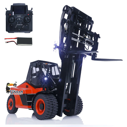 LESU 1/14 RC Hydraulic Painted Assembled RC forklift Metal Aoue-LD160S Remote Control Wheeled Car Sound Light System Model