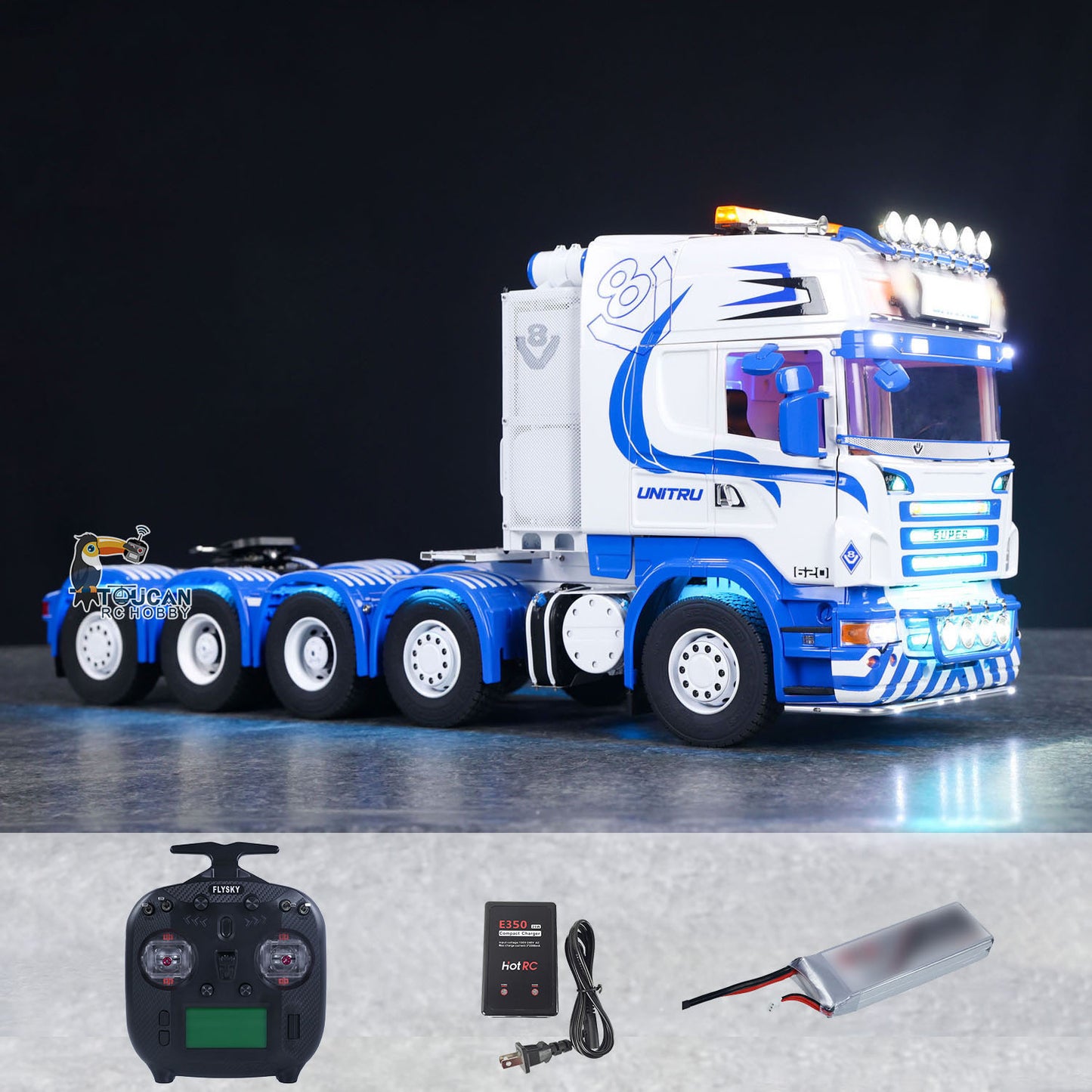 In Stock Unitru 04 10x10 Metal Chassis SC 3Speed 1/14 RC Tractor Truck RTR Remote Control Lorry Car Smoke Light Sound ST8 Radio Battery