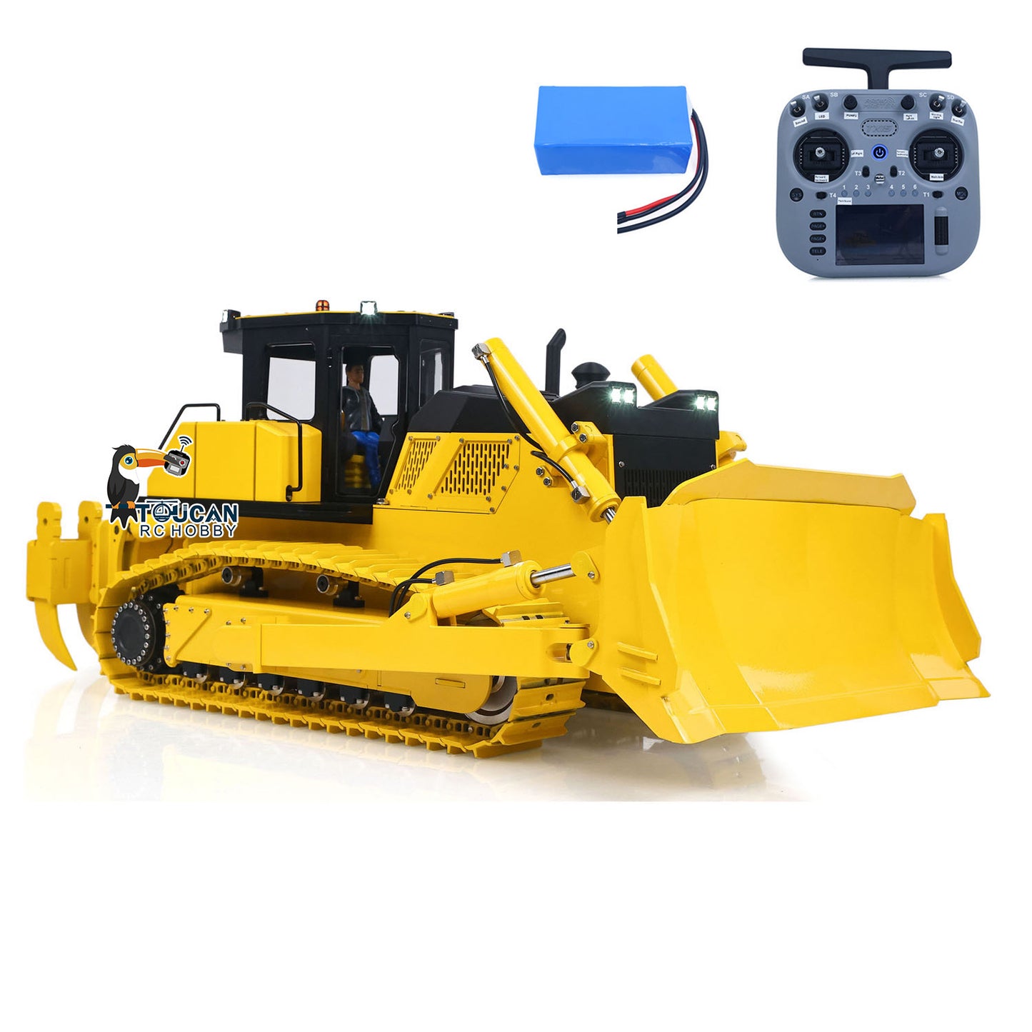 US Stock Metal 1/12 RC Hydraulic Bulldozer D155AX RTR Heavy Dozer Model 7 Way Valve 1.0L Oil Pump 5 Plows Radio Master TX15 Radio Battery