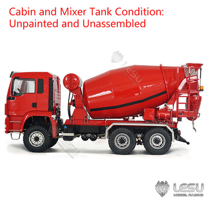 LESU 6x6 Metal 1/14 RC Mixer Truck for Remote Controlled Unpainted Agitating Lorry Concrete Car Model Motor Servo Sound Lights