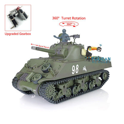 TOUCAN RC HOBBY Henglong 1/16 TK7.0 Plastic USA M4A3 Sherman 3898 RTR RC Tank 360 Degrees Turret BB IR Barrel Recoil Smoke Metal Barrel Steel Gearbox