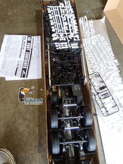Free Shipping Second Hand US Stock TOUCAN 1/14 RC 40ft Container Chassis Semi Trailer Tractor Truck 3 Axles KIT Unpainted