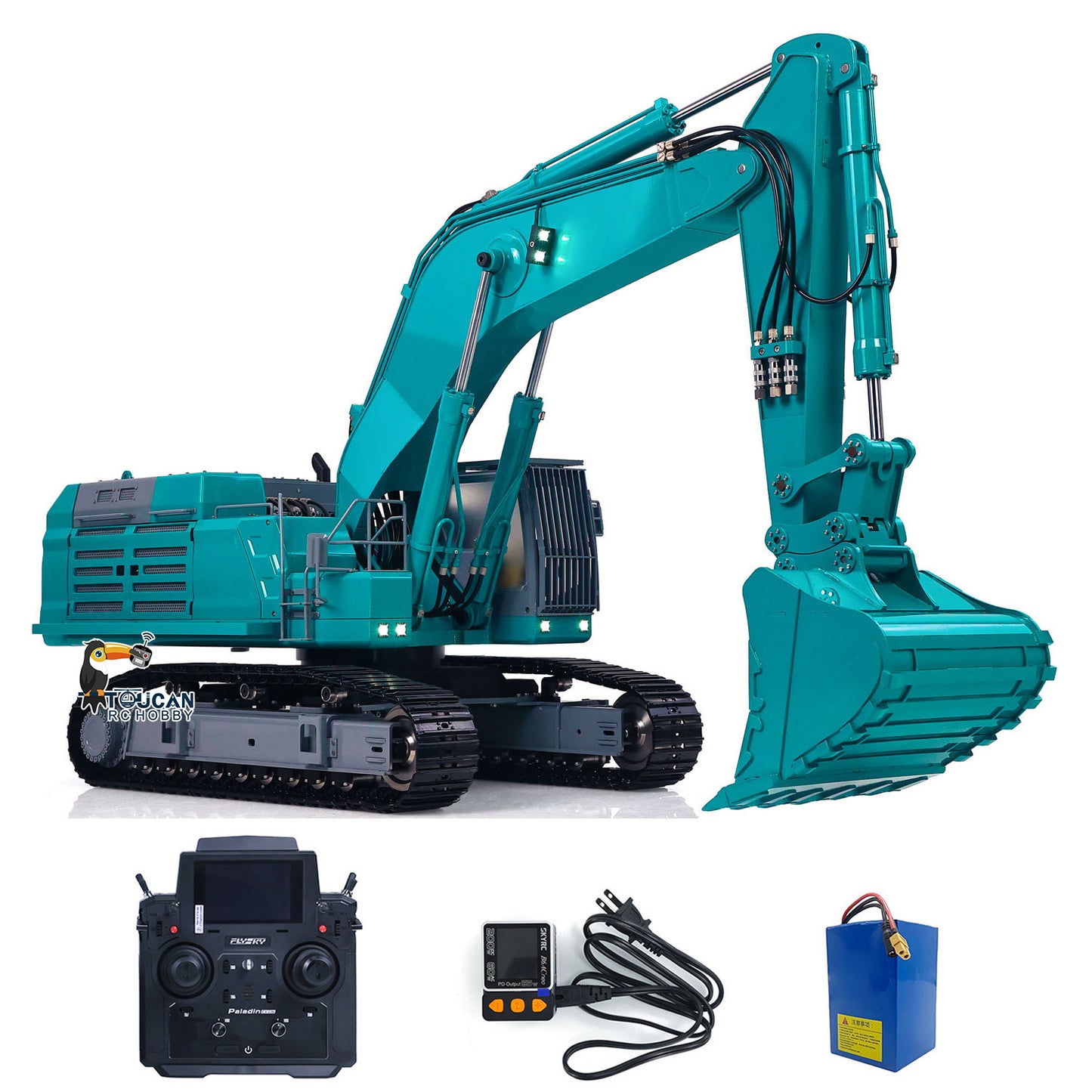 In Stock 55KG! 395F 1/12 Metal RC Tracked Excavator Remote Control Hydraulic Digger 2830 Brushless Motor Dual Pump System Flysky Radio