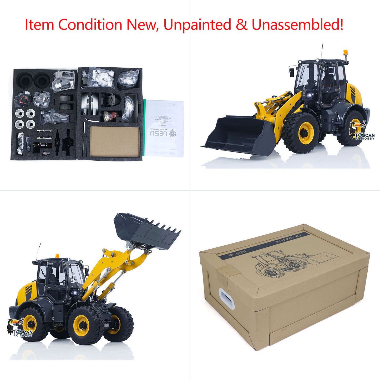 LESU Aoue WA100M-8 1/14 Metal 4x4 Hydraulic RC Loader A0021 Model with Brushless Motor Quick Release Coupler Sound Light System