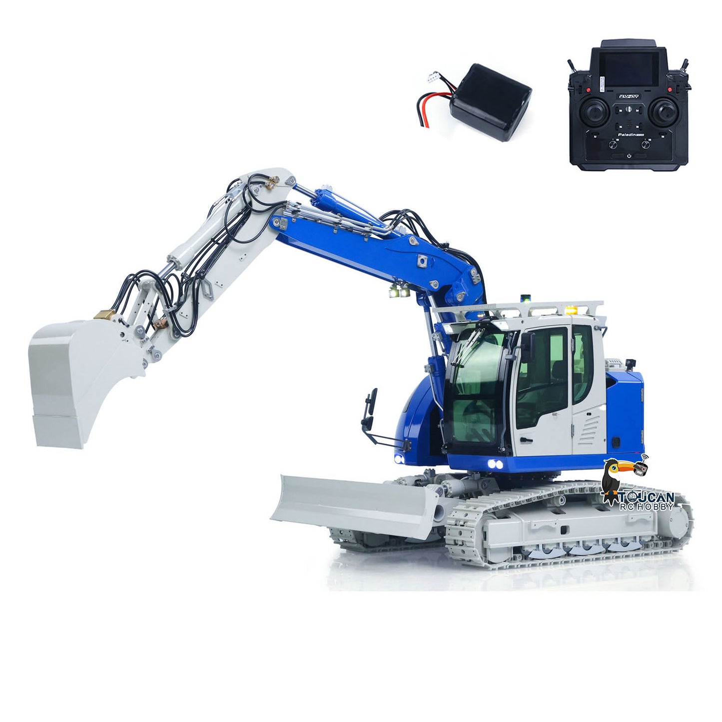 CUT Model LR914 PRO MAX 1/14 Metal RC Hydraulic Excavator RTR 8-Way Valve 3 Arm Digger PL18EV Lite Controller Quick Coupler Light Sound Brushless Drive Motor for Collectors