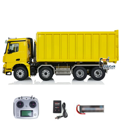 LESU 8x8 1/14 Hydraulic RC Dump Truck Remote Controlled Roll On/Off Metal Waste Bin Tipper Simulation Cars Hobby Models