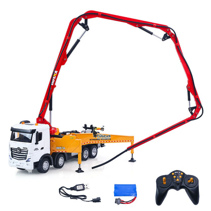 HUINA 1/18 Remote Control Concrete Pump Truck 1381 Engineering Vehicle Finished Model RTR Manual Support Leg Light Sound Effects