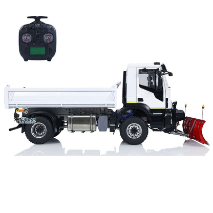 4*4 Metal 1/14 RC Hydraulic Dumper Truck Snow Blade Remote Control Tipper Cars Sound Light LED Assembled and Painted ESC Servo