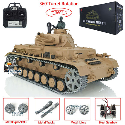 TOUCAN RC HOBBY Henglong 1/16 TK7.0 Promotion German Panzer IV F 3858 RTR RC Tank 360 Degrees Turret Smoke IR BB Metal Barrel Sprockets Idlers Wheels Tracks Gearbox