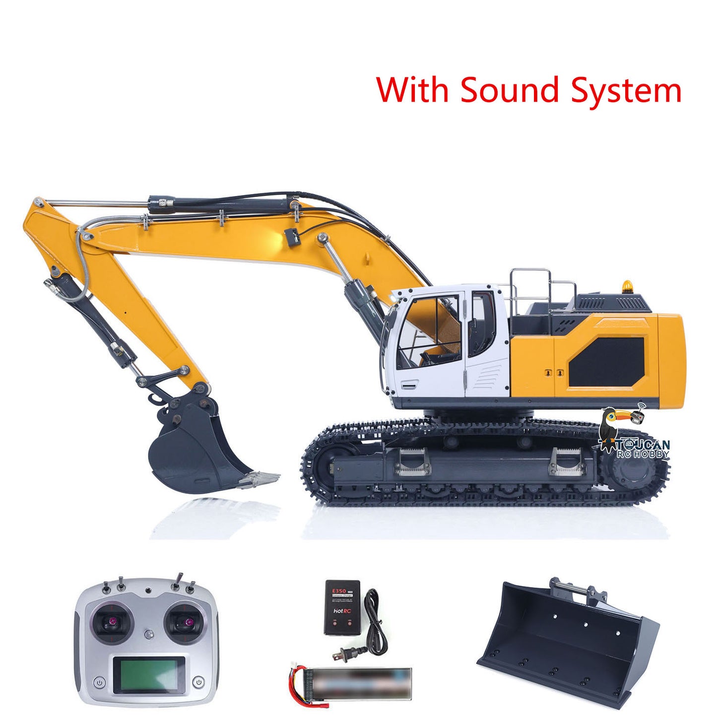 US Stock XDRC LR945 1/14 RC Hydraulic Excavator RTR Metal Radio Control Construction Vehicle Quick Coupler Light Sound
