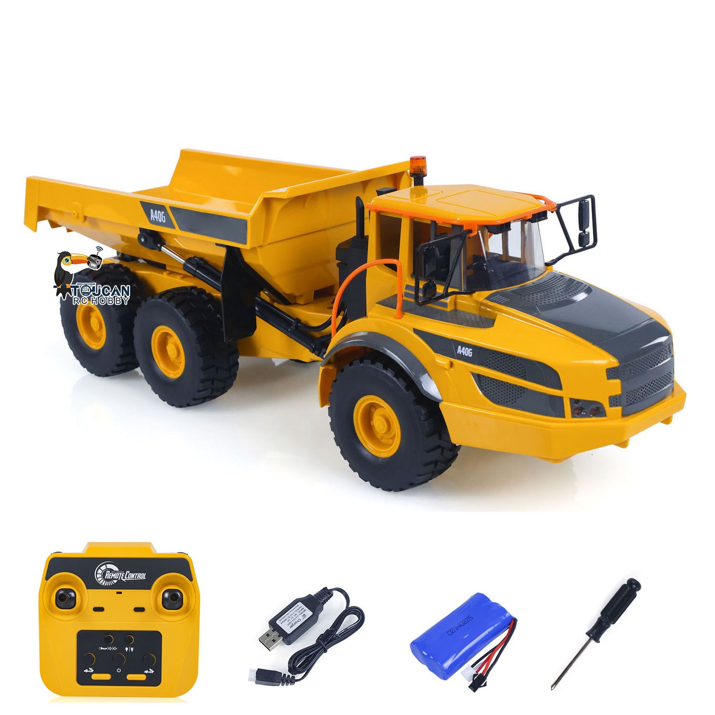 US Stock Plastic DoubleE E591 003 1/20 RC Articulated Dumper 6WD Electric Remote Control Truck VO Motor Battery USB Charging Cable RTR