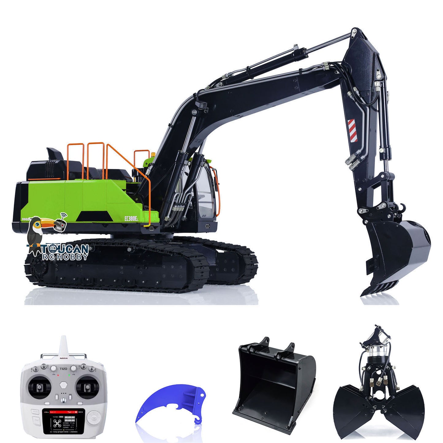 MTM Metal 1/14 2 Arms Remote Control Hydraulic Excavator EC380 RC Diggers Assembled and Painted Vehicle Car Model Heavy Machine