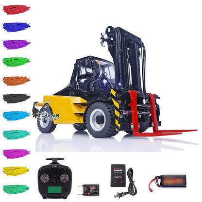 TOUCAN RC HOBBY LESU AOUE LD160S 1/14 Metal Hydraulic RC Forklift FlySky ST8 Remote Controller Towing Hook 6 Ways Reversing Valve Sound Light System Rear Steering Axle