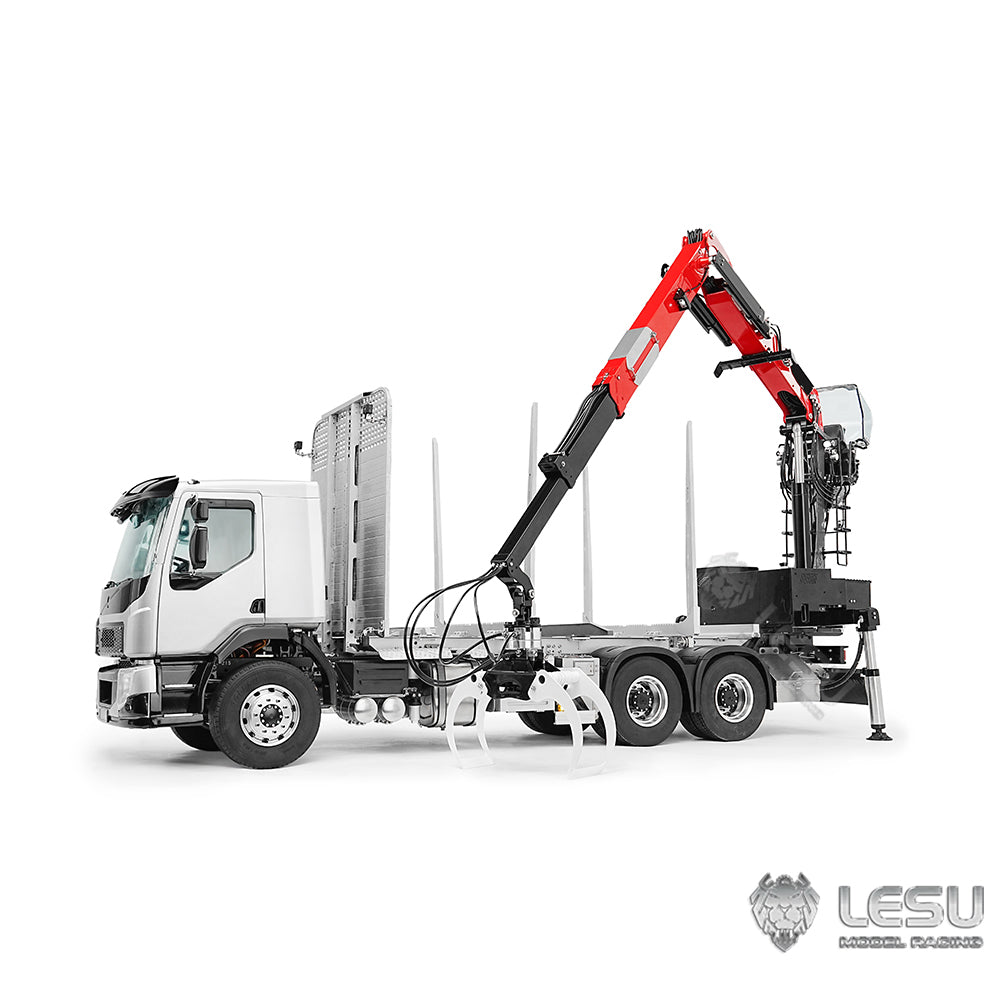 LESU 1/14 RC Logging Truck Timber Truck Hydraulic Crane VM FE Cabin Remote Control Lorry 6x6 Metal Chassis Axle Lock Light Sound