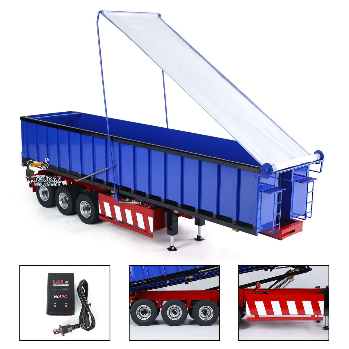 HHG Model 1/14 RC Hydraulic Dump Trailer - Metal 3 Axles Electric Landing Legs