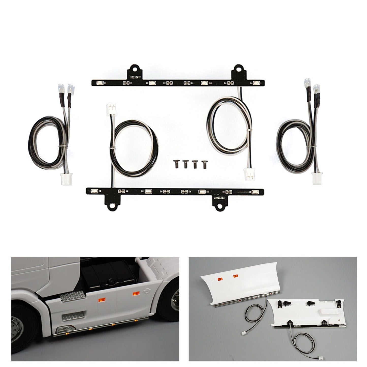 Plastic Side Skirt Light 3-7V LED Warning Lamp for 1/14 DIY TAMIYA Remote Control Tractor Truck Model 770S 6x4 56368 Car Parts