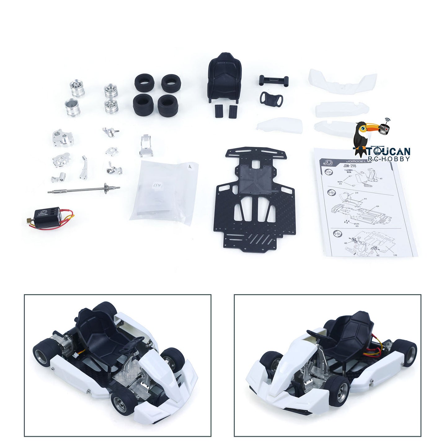 US Stock KIT JDM 298A 1/10 4x4 RC Go-Kart Unlimited DIY Model Vehicle Remote Control Electric Racing Car Motor No Battery for Adult