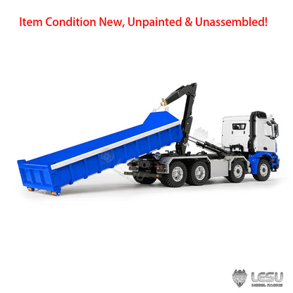 TOUCAN RC HOBBY LESU Z0096 1/14 RC Hydraulic Roll Off Dump Truck with 8x8 Metal Chassis Telescopic Hook Lift 3 Speed Transmission Light Sound