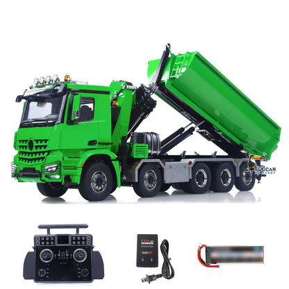 1/14 10x10 Radio Controlled Hydraulic Crane Dump BZ Metal Lorry Car Rear Axle Steering 2mm Piping System Replaceable Bucket