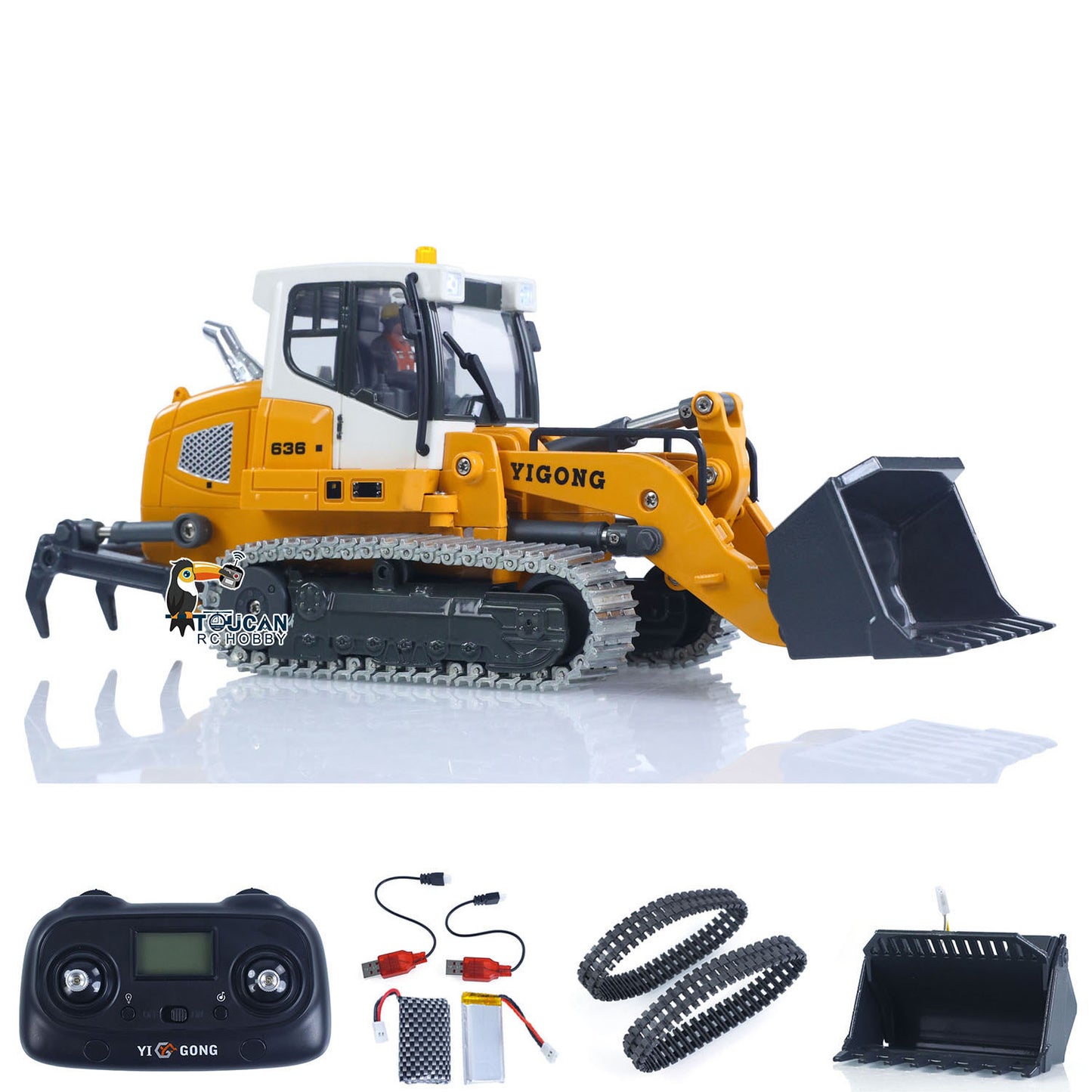 Fast Free Shipping 1:50 RC Electric Lifting Tracked Loader LR636 2.4G Construction Vehicle Metal Bucket Tracks Ripper RTR Model Light Sound Battery