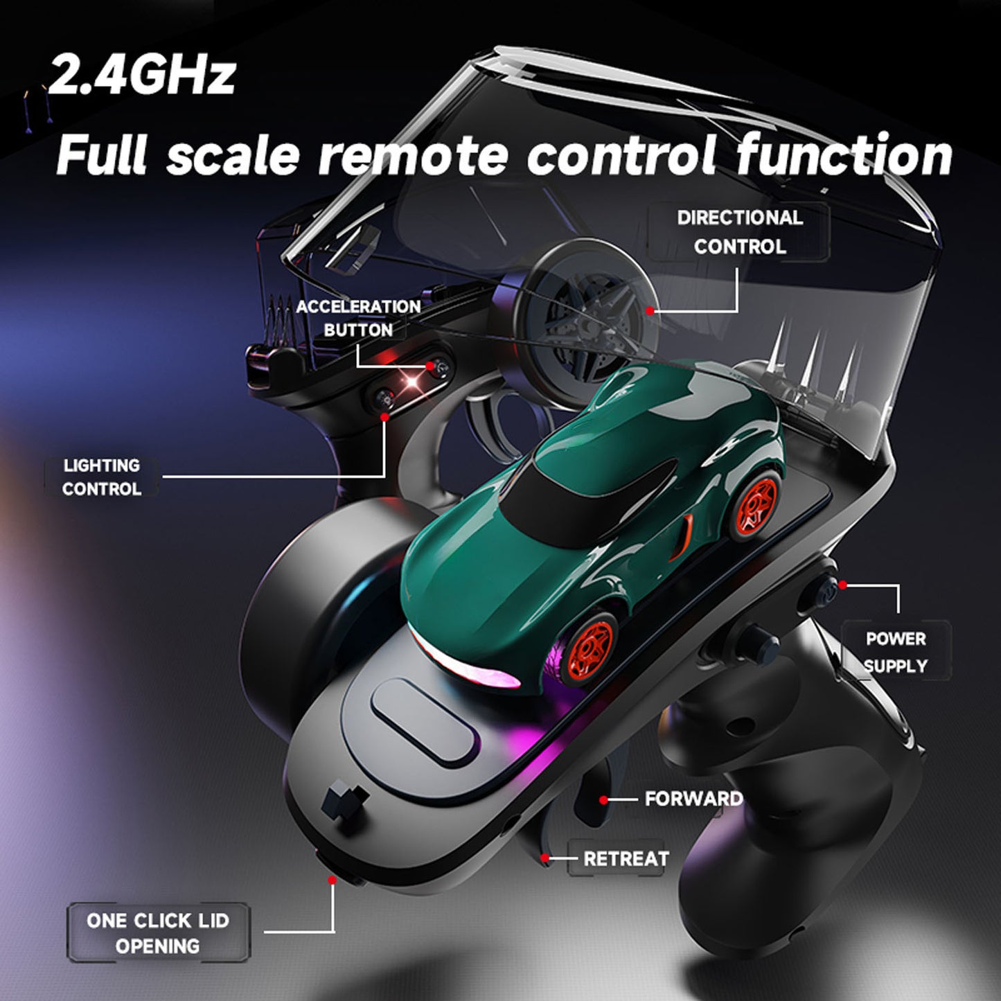 In Stock 1/64 RC MINI High Speed Desktop Drift Car Q197 2.4Ghz Remote Control Four Wheel Drive Car Model RTR Battery Colorful Lights