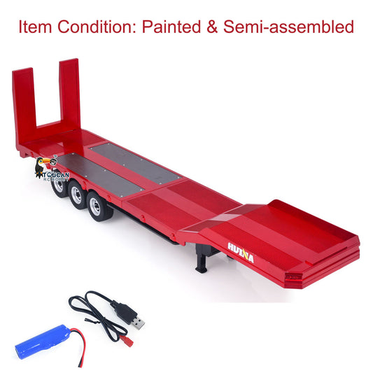 Fast Free Shipping 3 Axle Plastic Semi Trailer Flatbed 1502 for 1/18 Remote Control Tractor Truck HUINA 1501 RC Lorry Car Model Upgrade Parts
