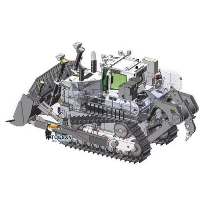 Super Frog LR776 1/14 Metal RC Hydraulic Bulldozer 7CH Valve Automatic Grease System Electric Wipers LCD Screen Light Sound Rear Ripper