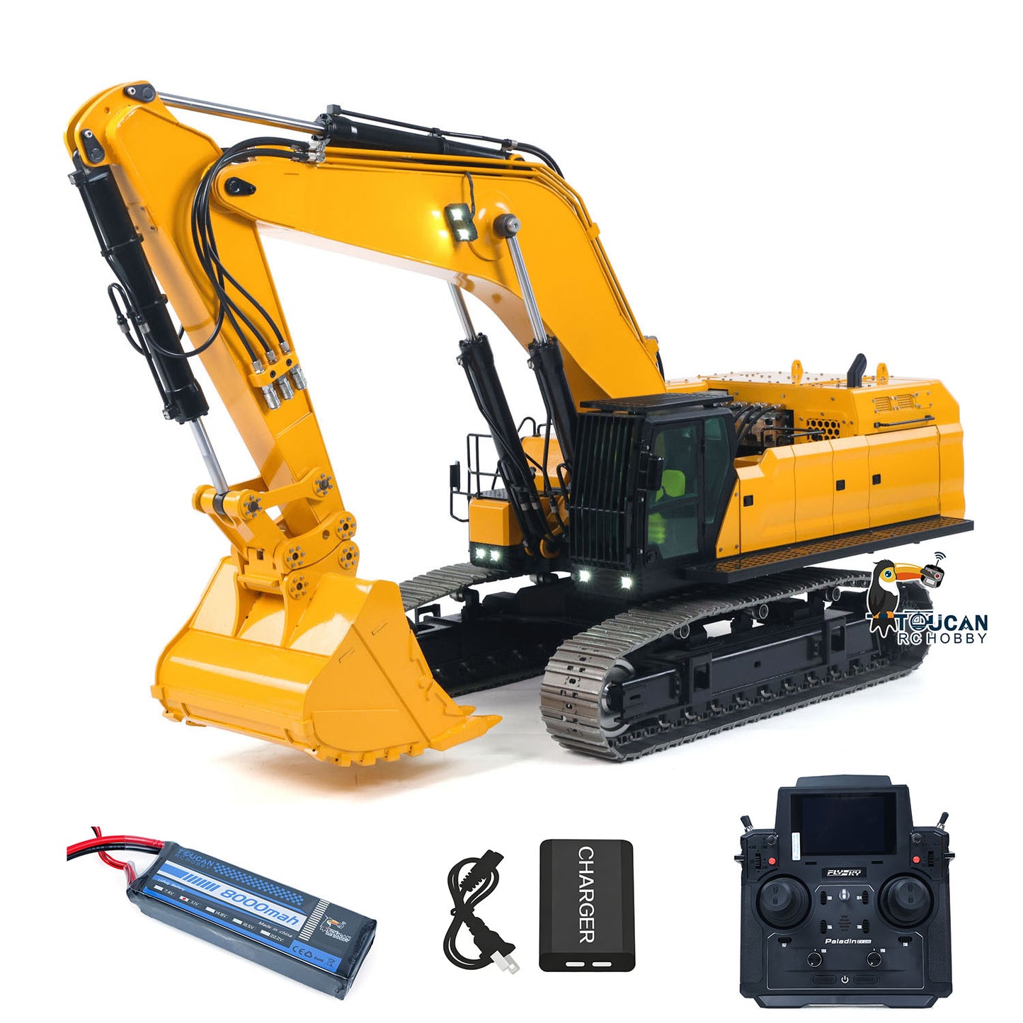 US Stock Toucanhobby 395F 1/12 RC Hydraulic Heavy Excavator Metal Remote Control Digger 3.0L Dual Pump Paladin PL18EV LITE Radio Light Sound Smoke