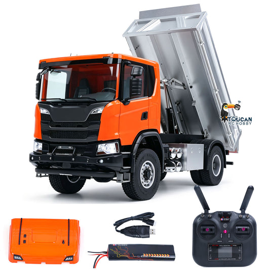TOUCAN RC HOBBY Double E 500G E022 1/14 4x4 RC Dump Truck Electric Lifting 2Speed RTR Tipper Metal Axle Magnetic High Roof Battery Radio Light